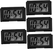 ULTECHNOVO 5pcs Car Digital Clock Car Dashboard Decoration Clocks for Dash Dash Dashboard Monitor Digital Thermometers Auto Timer Automobile Automotive Number Plastic Black