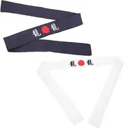 [Holibanna] 2 pcs Japanese Headband Skin Friendly Sweat Absorbing Chef Headbands Breathable Comfortable for Cooking Sports Yoga Stylish Design with Dragon Pattern