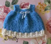 Dimity Doll Dress Knitting Pattern 1930s Pudding Style Dimpled Eyelets in Luna