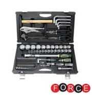 Force 4671 1/4"-1/2" Dr Socket & Adj. Swivel Ratchel Wrench Pliers Hammer 67pc