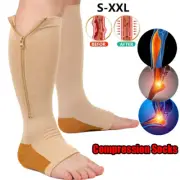 AU Copper Zipper Compression Socks Support Graduated Medical Stockings 20-30mmHg