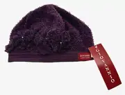 Giovannio Purple Lined Crochet Styled Cap Floral Medium/Size 7 NWT Designer