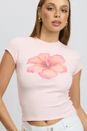 Pink Graphic Tee Short Sleeve - Size XL, Women's Graphic Tee