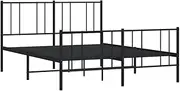 vidaXL Robust Steel Bed Frame with Headboard and Footboard, Classic Double Size, Durable Metal Construction with Extra Under-Bed Storage Area, Black