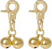 2 Pcs Gold Bells for Dog Collars Cat Bell for Pet Collar Pet Bell with Heavy Duty Snap Clips Pet Pendant Accessories Pet Christmas Gift Training Pet Collar Charms, No Gemstone