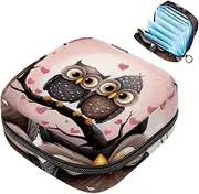 Period Bag,Sanitary Napkin Storage Bag,Two Owls Heart Cartoon,Tampon Holder for Purse