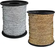 Metallic Glitter Dori Thread Cord for Embroidery & Jewelry Making Combo of Gold and Silver Color(2Rolls) 250 Meter of Thread/Roll