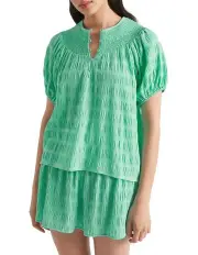 [Seed Heritage] Textured Gingham Top in Jade Green