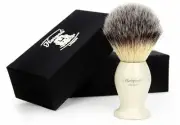 Men Silver Tip Synthetic Badger Hair Shaving Brush in Ivory Handle Hand-Crafted