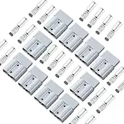 10 Pcs Anderson Style Plug Connectors 50 AMP 6AWG 12-24V DC Power Contacts Plugs with Solid Copper Terminals (10)