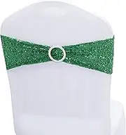 Chair Sashes,Reception Décor, 10Pcs Chair Sashes Elegant Sequins Polyester Elastic Bow-Shaped Chair Ribbons Wedding Red (Color : Mint Green)