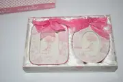 Mud Pie Princess Toile Set of 2 Frames with Pink Bows NIB