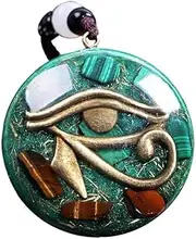 Malachite Orgone Eye Of Horus Emf Protection Necklace,Orgone Energy Necklace,Healing Crystal Malachite Udjat Eye Necklace