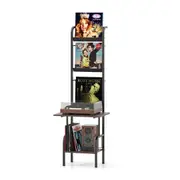Costway 5-Tier Record Player Stand w/Vinyl Display Shelf Record Player Table Turntable Stand Organizer Rack Brown