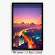 Pixel Art Poster - Pure Indian City (8 Bit Psychedelic Trippy Video Game Print)