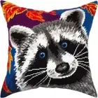 DIY Needlepoint Kit "Raccoon" Tapestry Pillow Cover Printed Canvas