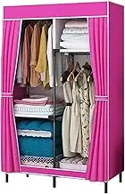 Wardrobe Portable Canvas Wardrobe for Bedroom, Clothes Closet Storage Organizer with Hanging Rail, Shelves, Fabric Cover,Pink-86x45x170CM
