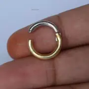 Solid14k Gold Plain Yellow with White Solid Gold Round Ball Circle Enhancer Lock