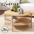 Artiss Coffee Table 2-Tier Storage Side Table Bedside Rustic Storage Shelf Wood