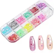 jojofuny Manicure Decors Holographic Nail Glitter Set Easy to Apply Loose Glitter Makeup for Nails Crafts