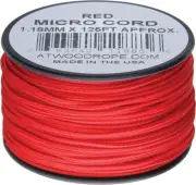Atwood Rope MFG Micro Cord 1.18 mm Diameter 125ft Red Nylon UV & Rot Resistant