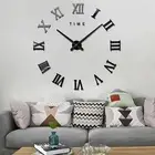 DIY 3D Roman Numerals Wall Stickers Clock 3D Mirror Surface Sticker