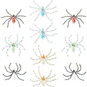 SUPERFINDINGS 10Pcs 5 Colors Spider Connectors Charm Gothic Style Links Charms Glass Spider Charm with 304 Stainless Steel 8 Loops for Halloween DIY Jewelry Making