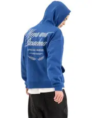 [Nena & Pasadena] Etiquette Box Fit Hoodie in Cobalt Blue