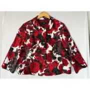 Talbots Floral Jacket Womens Size 14 Snap Closure Shoulder Pads Cotton NEW