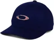 Oakley Tin Can USA Stretch-Fitted Cap Hat Fathom Navy Blue S-M Small-Medium Fit