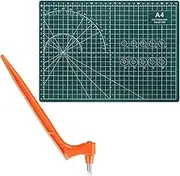 uxcell Craft Cutting Tools 30 Degree Blades 360 Degree Rotating Blade Stainless Steel Cutter Pen Knife with Mat for DIY Crafts Stencils Scrapbooks, Orange