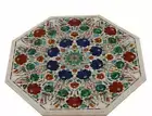 24" white Marble Table Top inlay Pietra Dura antique dining coffee decor side