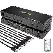 KVM Switch 8 Ports, HDMI 2.0 KVM Switcher and USB 2.0 Hub Support 4K@30Hz for 8