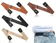 [Emezddo] Pack of 4 belts without buckle, elastic adjustable stretch invisible children's belt, used for children, boys, girls, women, men, jeans, trousers, dress