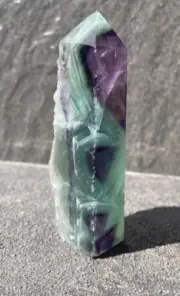 250g Natural Colorfully Fluorite Quartz Crystal Obelisk Wand Point Healing
