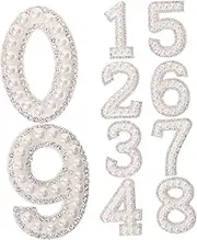 COOPHYA 1 Set Delicate Iron Number Patches Set for DIY Clothing Hat Decoration White Rhinestone Appliques for Jeans Bags and Accessories Safe Durable