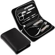 lskdnrufh Nail Clipper Set 8 Pcs Stainless Steel Nail Care Kit Pedicure Grooming Kit, Manicure Set, Professional Nail Clipper Kit Manicure Kit, with Leather Travel Case Manicure Set(Black)