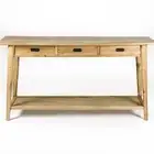 NEW - Danish Style Oak Natural Lacquered Timber 3-Drawer Console / Hall Table