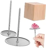 CHICAMPERA 1 Set Cake Decorating Kit of Stainless Steel Flower Nails with Wood Holders for Icing Flowers for Beginners Professionals Create Stunning Floral Decorations for Cakes