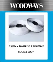 Self Adhesive Hook and Loop Fastener Black Sticky Back Strap 25mm 20mtr