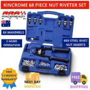 Kincrome 68pc Nut Riveter Set Hand Rivet Insert Tool Nutsert Steel Kit CarryCase