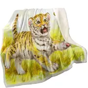 Art Painting for Kids Butterfly and Baby Tiger Throw Blanket