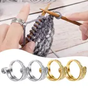 Finger Wear Yarn Guides Knitted Ring Sewing Hook Crochet Loop Metal Adjustable