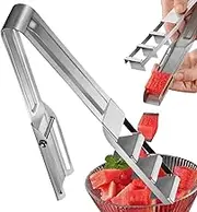 Watermelon Slicer Cutter, 304 Stainless Steel M-Elon Cube Slicer, Watermelon Quickly Cut Tool, Non-Slip Heavy-Duty Watermelon Cutter, Fruit Cube Slicer for Salad Meal Prep Lunch Picnic Baking Cooking