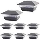 8 Pack Black Outdoor Garden 4 x 4 Solar LED Post Deck Cap Square Fence Light Lan