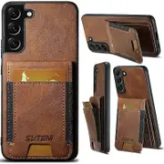SUTENI H03 For Samsung Galaxy S22+ 5G Phone Case Card Holder Kickstand Shockproof Cover