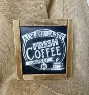 PWP2-Coffee plaque, stenciled coffee board, framed coffee, chalkboard