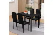Artiss Dining Chairs and Table Dining Set 4 Chair Set Of 5 Black
