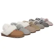 AUSTRALIAN SHEPHERD® 3-Way Style UGG Women Slippers Removable Wool Fluffy Strap Slingback Waffle