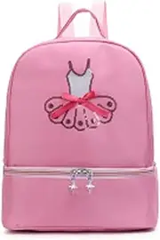 [SEHXIM] Ballet Dance Backpack with Separate Shoe Compartment,Tutu Dress Dance Bag, Ballet Bags for Girl,Gymnastics Storage Bag